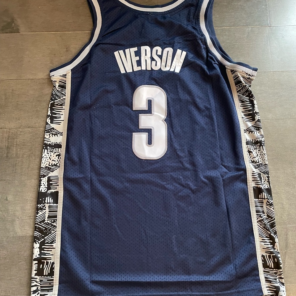 Allen Iverson #3 Georgetown Hoyas 1995/96 Jersey Navy Blue Grey Size L